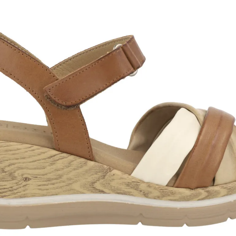 Sandalias de piel en combinado de color con cierre de velcro