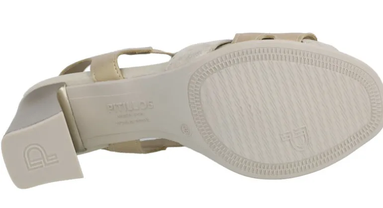 Sandalias de piel en combinado oro con tacón alto