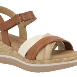 Sandalias de piel en combinado de color con cierre de velcro