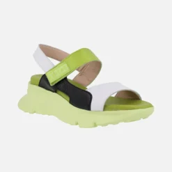 Sandalias de piel en combinado multicolor con piso volúmen