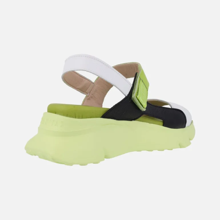 Sandalias de piel en combinado multicolor con piso volúmen