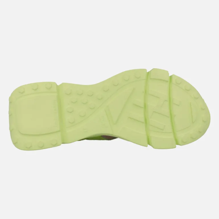 Sandalias de piel en combinado multicolor con piso volúmen