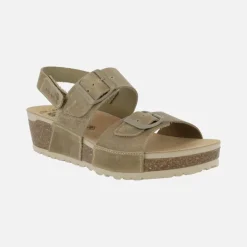 Sandalias de piel engrasadas con hebillas y velcro