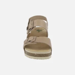 Sandalias de piel engrasadas con hebillas y velcro