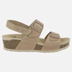 Sandalias de piel engrasadas con hebillas y velcro