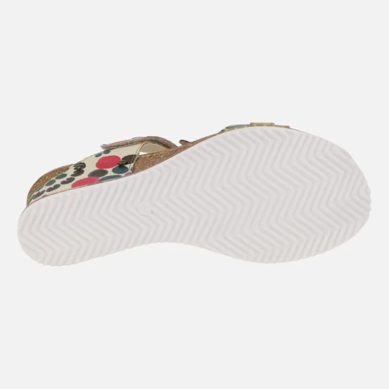 Sandalias de piel estampadas con detalle de flores Bonito 224 Beige
