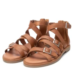 Sandalias de piel estilo romanas con hebillas para mujer
