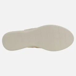 Sandalias de piel grabada beige con destellos oro y troquelados