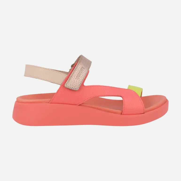 Sandalias de piel HALI en combinado multicolor con cierre de velcro