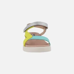 Sandalias de piel HALI en combinado multicolor con cierre de velcro