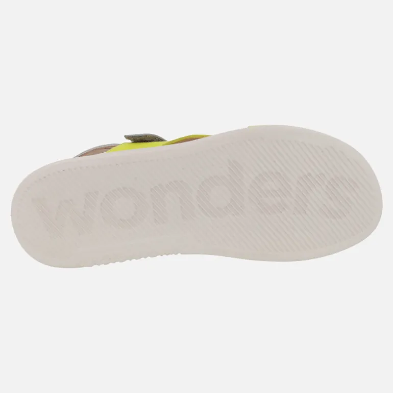 Sandalias de piel HALI en combinado multicolor con cierre de velcro