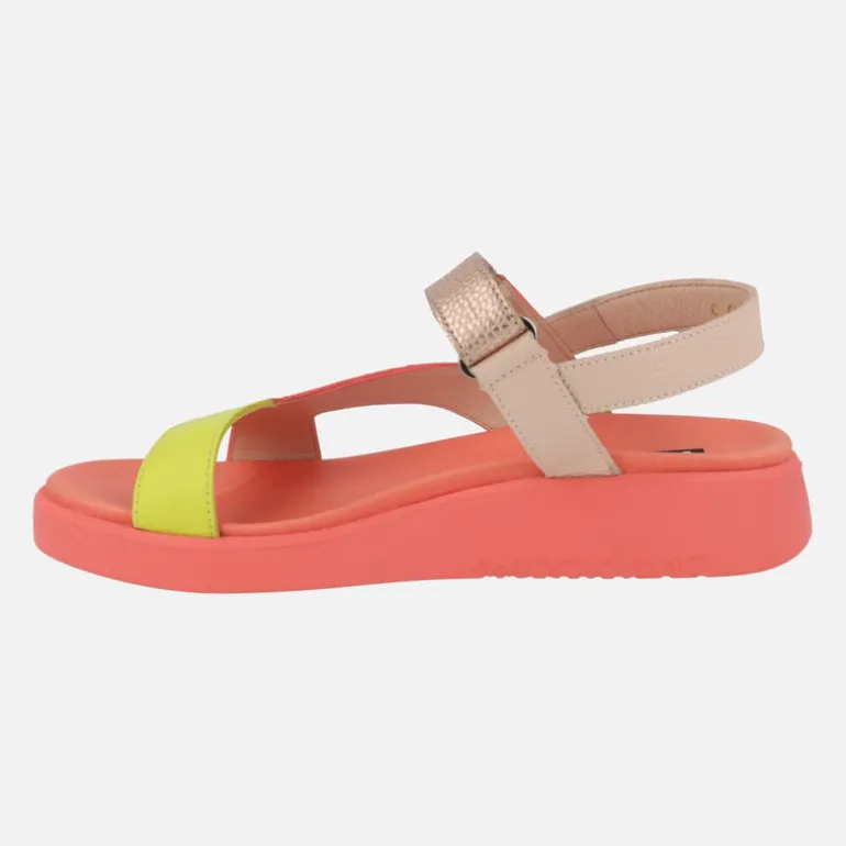 Sandalias de piel HALI en combinado multicolor con cierre de velcro