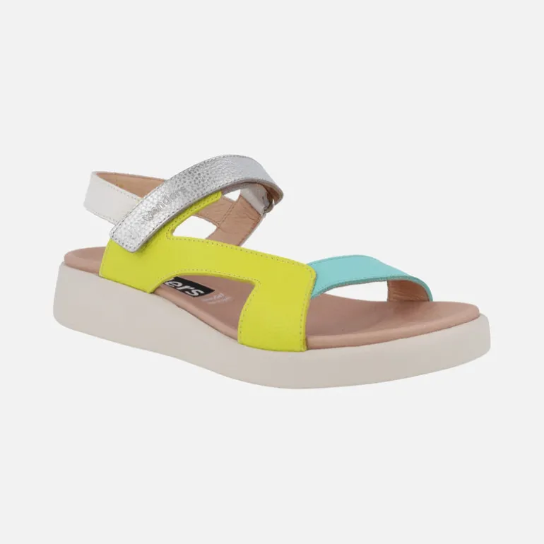 Sandalias de piel HALI en combinado multicolor con cierre de velcro