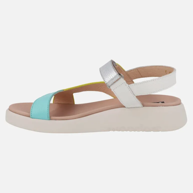Sandalias de piel HALI en combinado multicolor con cierre de velcro