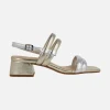 Sandalias de piel metalizadas en combinado oro y plata