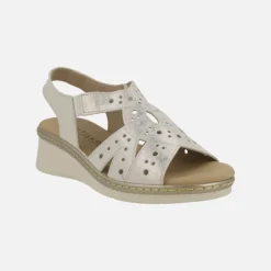Sandalias de piel metalizada dorada con cuña baja