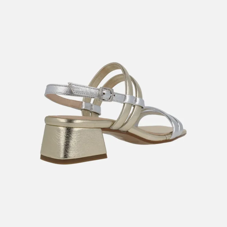 Sandalias de piel metalizadas en combinado oro y plata