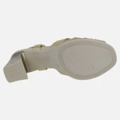 Sandalias de piel metalizada con tacones altos