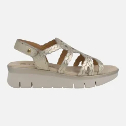 Sandalias de piel metalizadas efecto trenzado con cierre de velcro