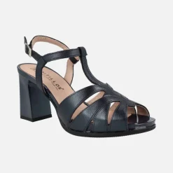 Sandalias de piel metalizada con tacones altos