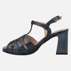 Sandalias de piel metalizada con tacones altos