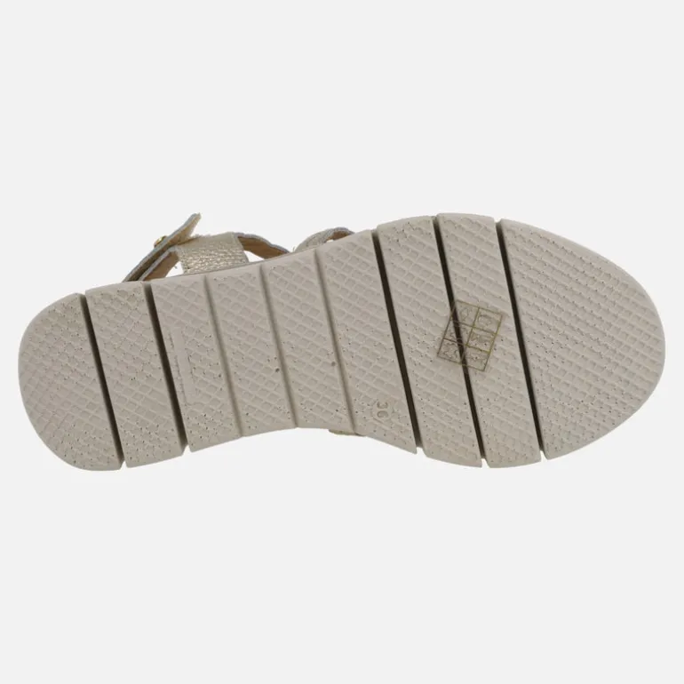 Sandalias de piel metalizadas efecto trenzado con cierre de velcro