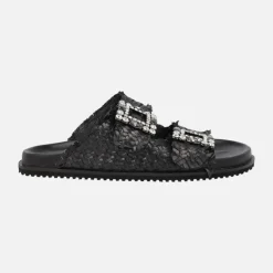 Sandalias de piel trenzada con hebillas joya