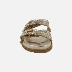 Sandalias de piel trenzada con hebillas joya