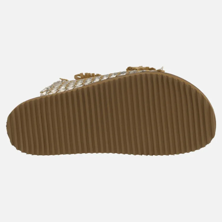 Sandalias de piel trenzada con hebillas joya
