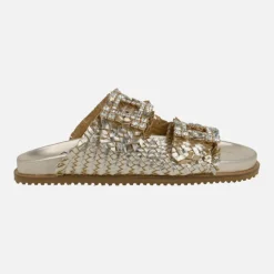 Sandalias de piel trenzada con hebillas joya