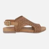 Sandalias de piel troqueladas con tira al talón