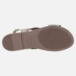 Sandalias de piel troqueladas con tira al talón