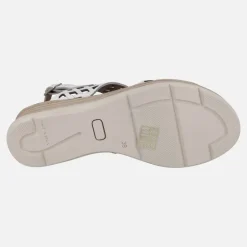 Sandalias de piel troqueladas con plataforma