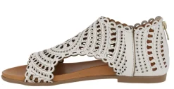 Sandalias de piel troqueladas con cremallera trasera