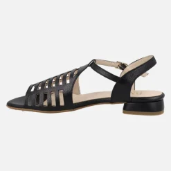 Sandalias de piel troqueladas con cierre de hebilla
