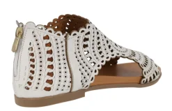 Sandalias de piel troqueladas con cremallera trasera