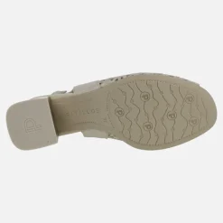 Sandalias de piel troqueladas con tacones anchos de 6 cms