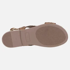 Sandalias de piel troqueladas con tira al talón