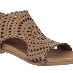 Sandalias de piel troqueladas con cremallera trasera
