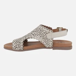 Sandalias de piel troqueladas con tira al talón