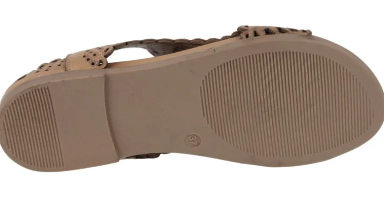 Sandalias de piel troqueladas con cremallera trasera
