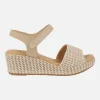 Sandalias de piel y rafia con cierre de velcro