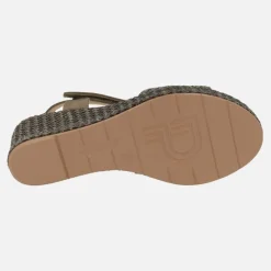 Sandalias de piel y rafia con cierre de velcro