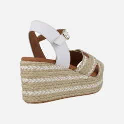 Sandalias de piel y rafia con cuña y plataforma Benijo Salem