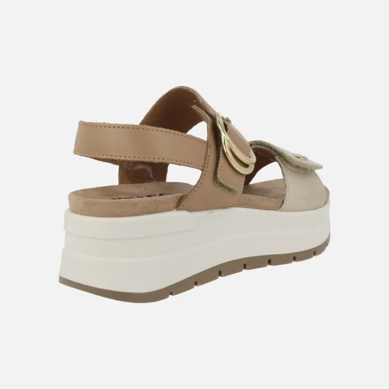 Sandalias de plataforma con tiras de velcro en combinado oro