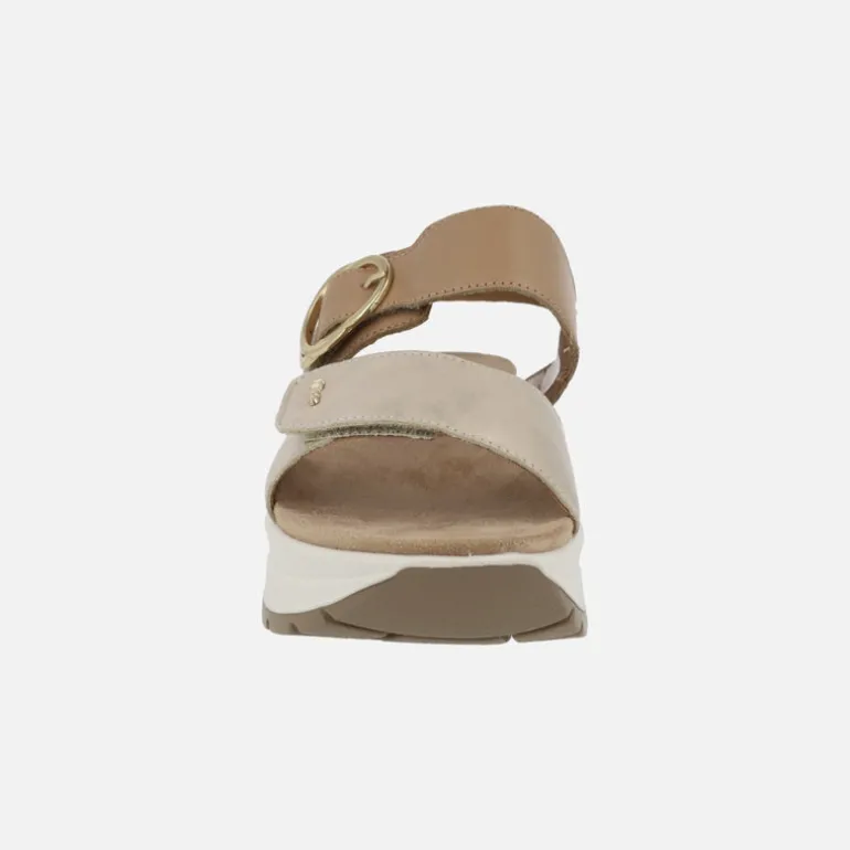 Sandalias de plataforma con tiras de velcro en combinado oro