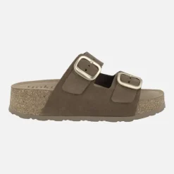 Sandalias de plataforma en piel serraje con hebillas Wiwi 003