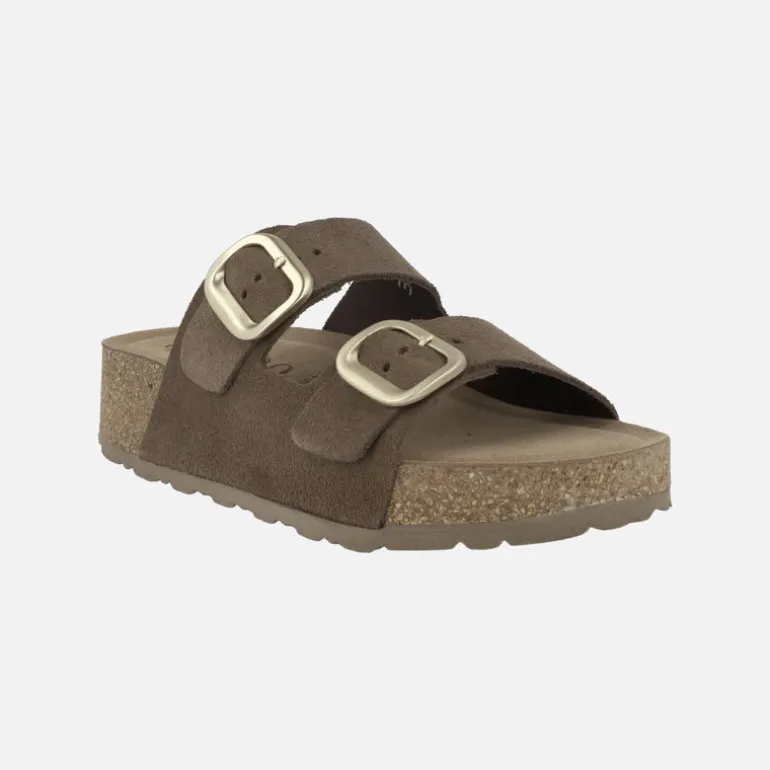 Sandalias de plataforma en piel serraje con hebillas Wiwi 003