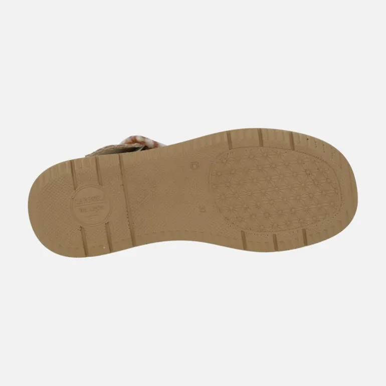 Sandalias de plataforma en combinado camel con hebilla