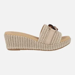 Sandalias de rafia con adorno de cadena